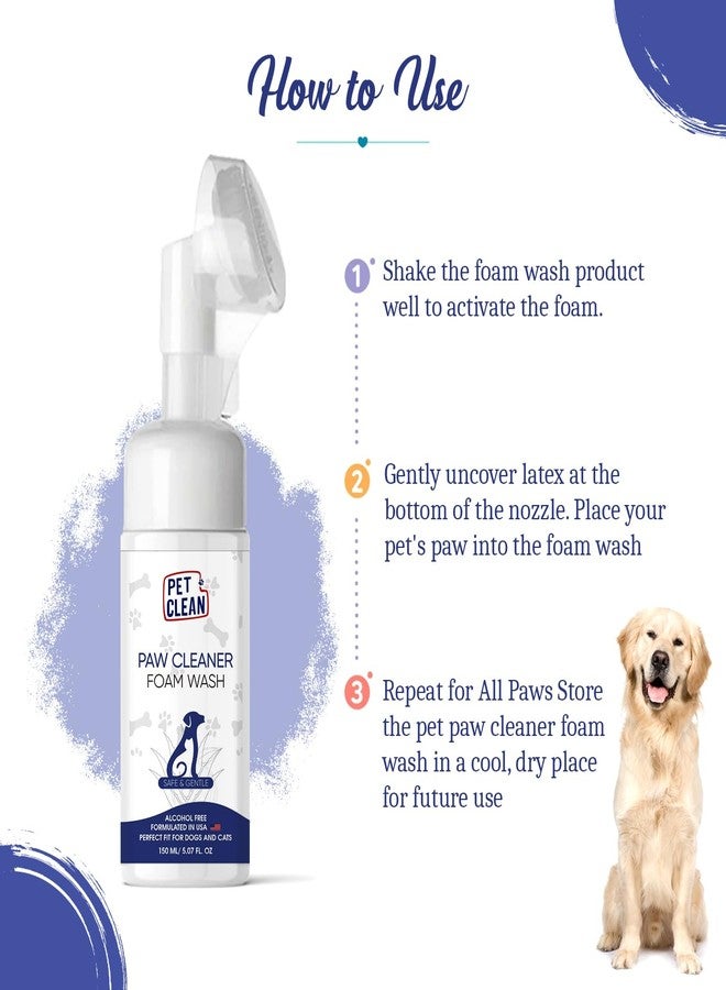 تنظيف الحيوانات الأليفة منظف مخالب الحيوانات الأليفة للقطط والكلاب والجراء مع رغوة تنظيف أقدام الحيوانات الأليفة وفرشاة سيليكون لسهولة التنظيف (150 مل، فراولة) - Image 5